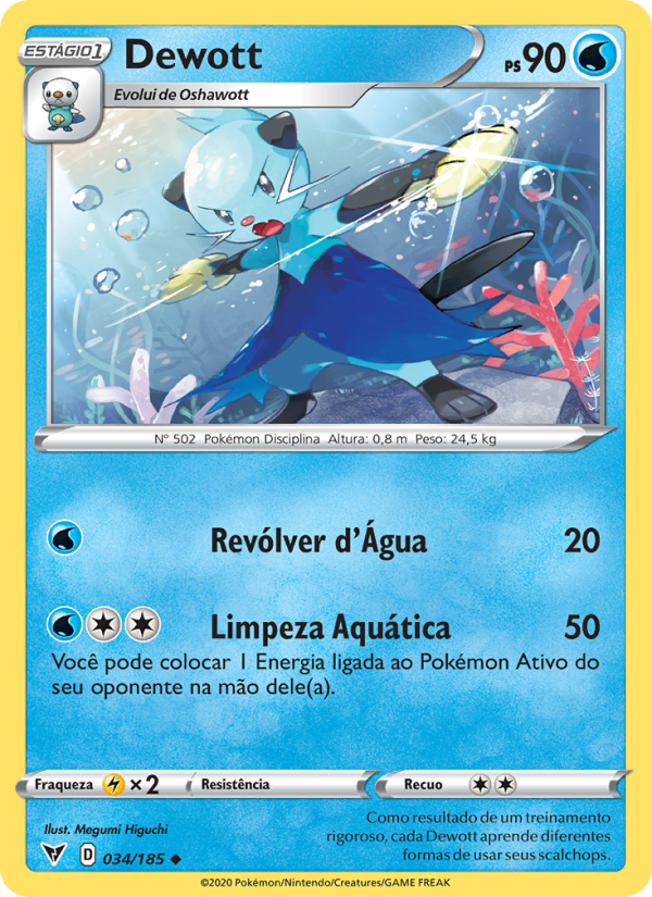 Dewott 34 — Voltagem Vívida (Portuguese Pokémon TCG card)