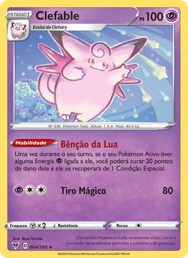Clefable 64 — Voltagem Vívida (Portuguese Pokémon TCG card)