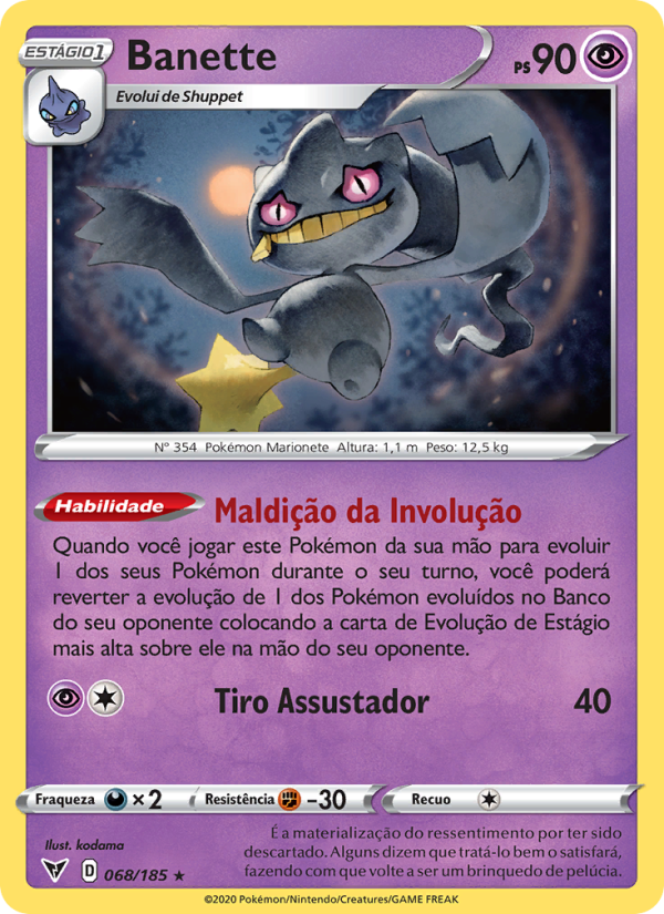 Banette 68 — Voltagem Vívida (Portuguese Pokémon TCG card)