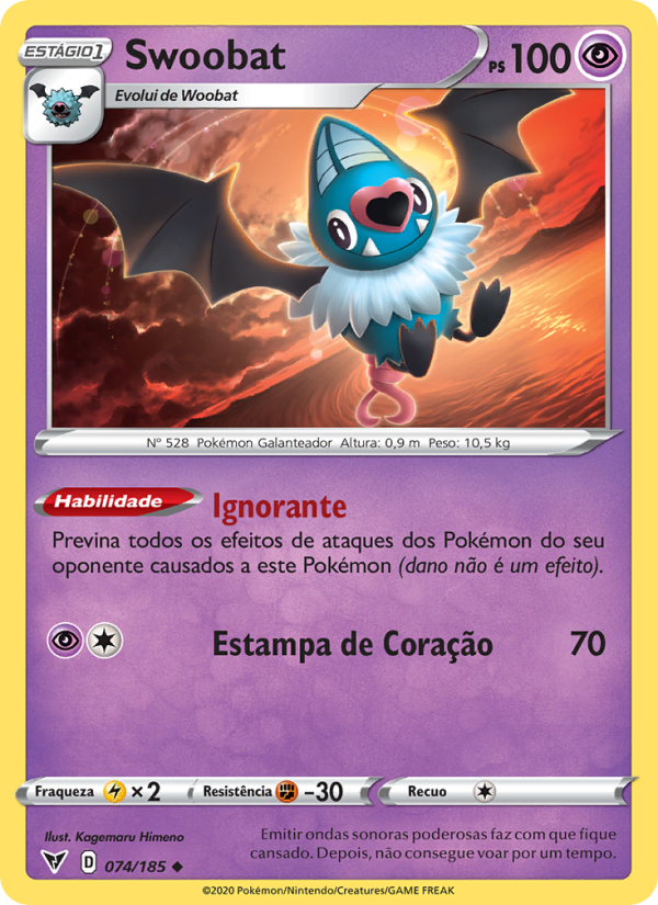 Swoobat 74 — Voltagem Vívida (Portuguese Pokémon TCG card)