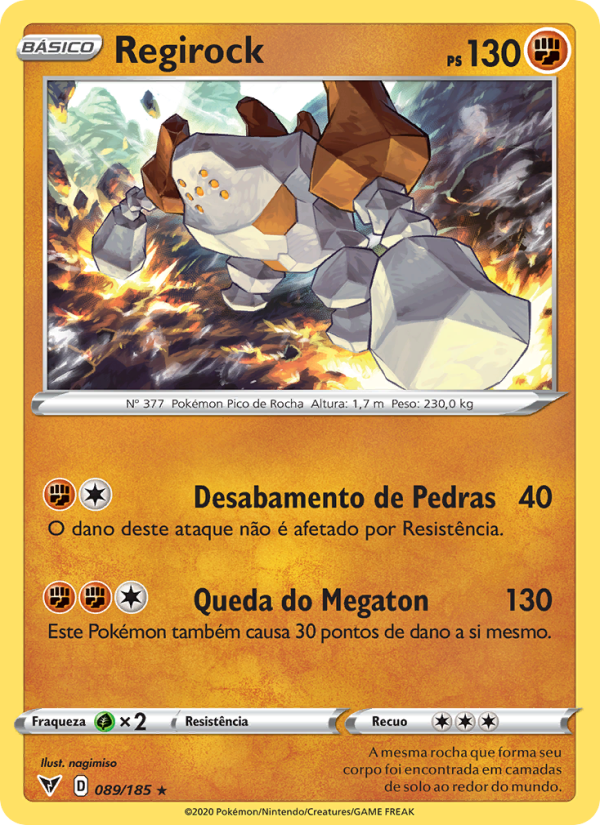 Regirock 89 — Voltagem Vívida (Portuguese Pokémon TCG card)