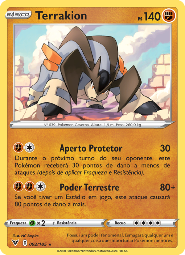 Terrakion 92 — Voltagem Vívida (Portuguese Pokémon TCG card)