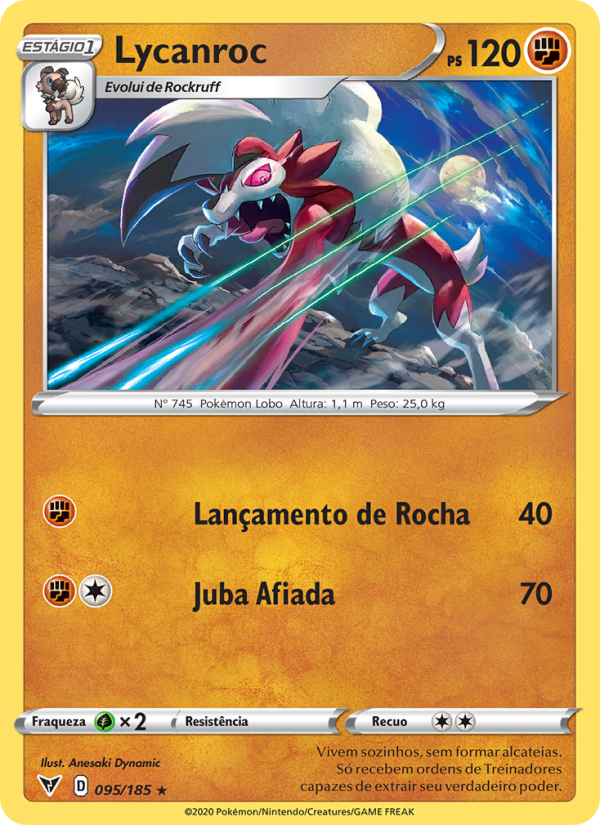 Lycanroc 95 — Voltagem Vívida (Portuguese Pokémon TCG card)