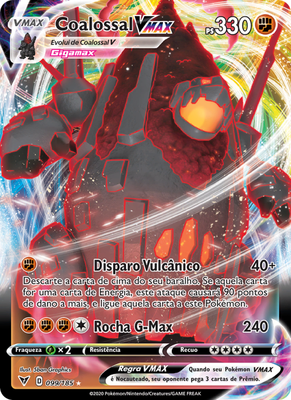 Coalossal VMAX 99 — Voltagem Vívida (Portuguese Pokémon TCG card)