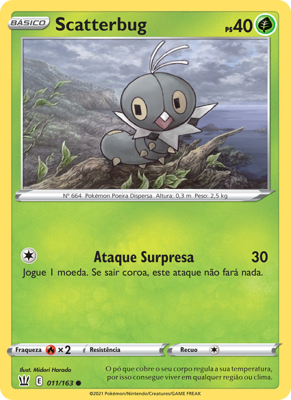 Scatterbug 11 — Estilos de Batalha (Portuguese Pokémon TCG card)
