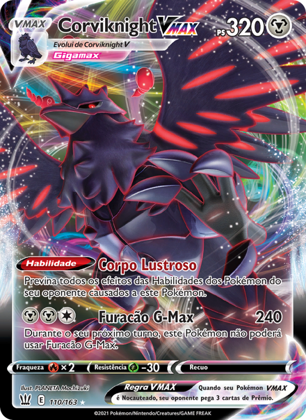 Corviknight VMAX 110 — Estilos de Batalha (Portuguese Pokémon TCG card)