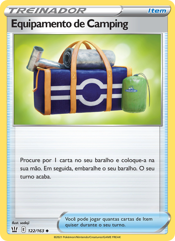 Equipamento de Camping 122 — Estilos de Batalha (Portuguese Pokémon TCG card)