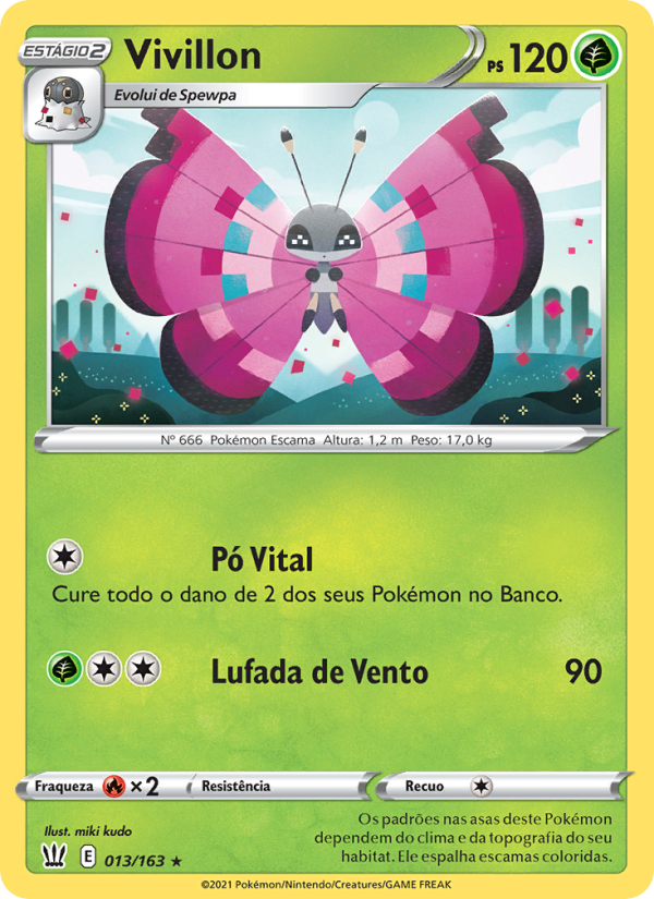 Vivillon 13 — Estilos de Batalha (Portuguese Pokémon TCG card)