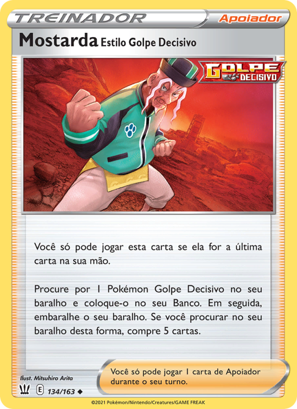Mostarda Estilo Golpe Decisivo 134 — Estilos de Batalha (Portuguese Pokémon TCG card)