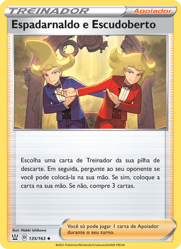 Espadarnaldo e Escudoberto 135 — Estilos de Batalha (Portuguese Pokémon TCG card)