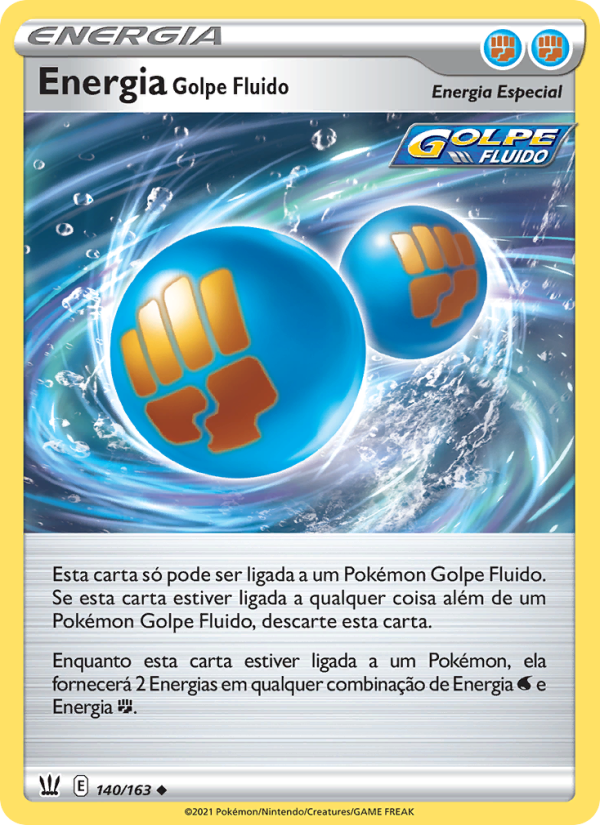 Energia Golpe Fluido 140 — Estilos de Batalha (Portuguese Pokémon TCG card)