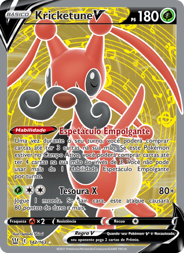Kricketune V 142 — Estilos de Batalha (Portuguese Pokémon TCG card)