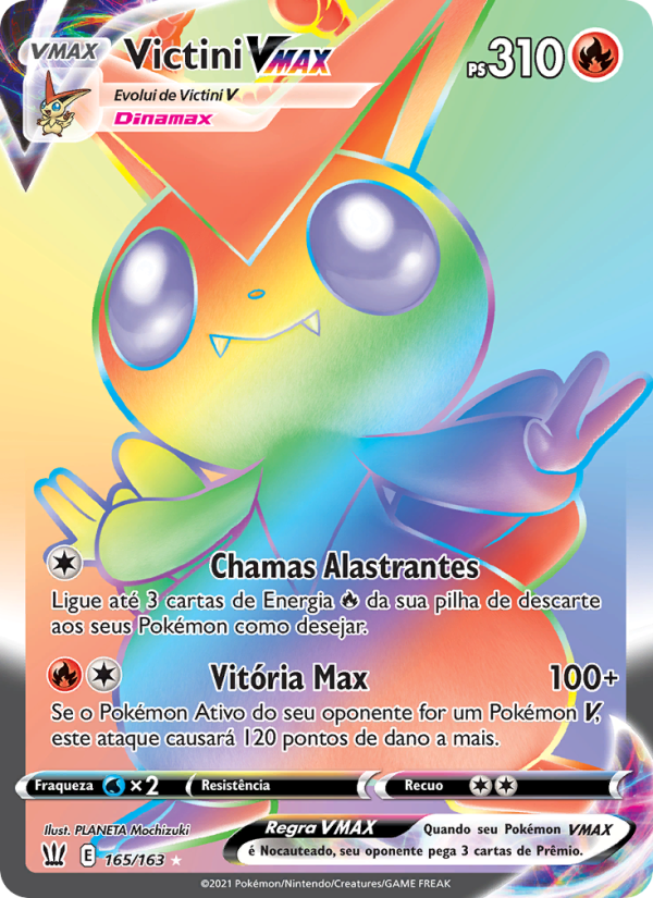 Victini VMAX 165 — Estilos de Batalha (Portuguese Pokémon TCG card)