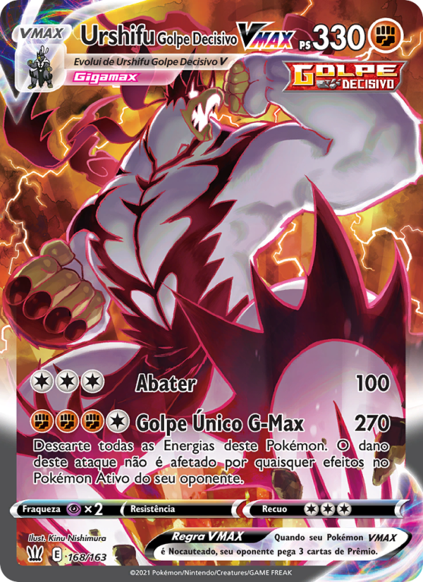 Urshifu Golpe Decisivo VMAX 168 — Estilos de Batalha (Portuguese Pokémon TCG card)
