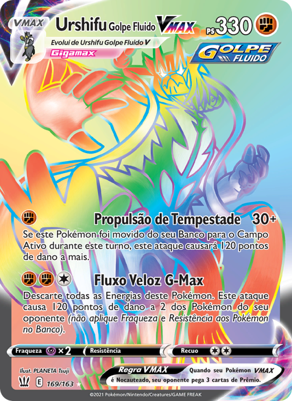 Urshifu Golpe Fluido VMAX 169 — Estilos de Batalha (Portuguese Pokémon TCG card)