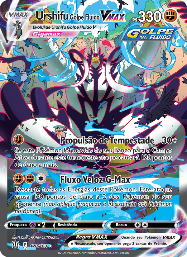 Urshifu Golpe Fluido VMAX 170 — Estilos de Batalha (Portuguese Pokémon TCG card)