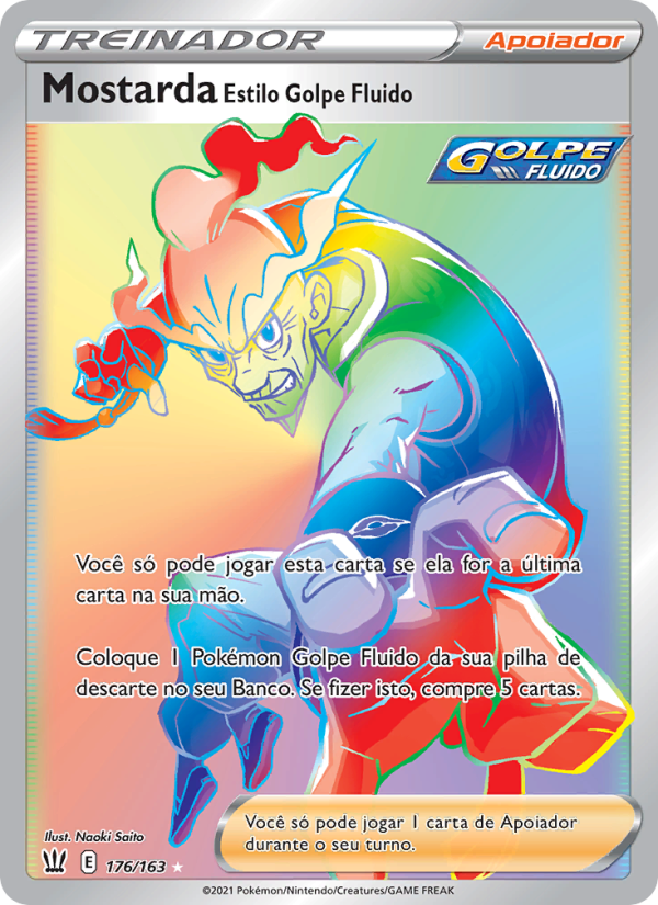 Mostarda Estilo Golpe Fluido 176 — Estilos de Batalha (Portuguese Pokémon TCG card)