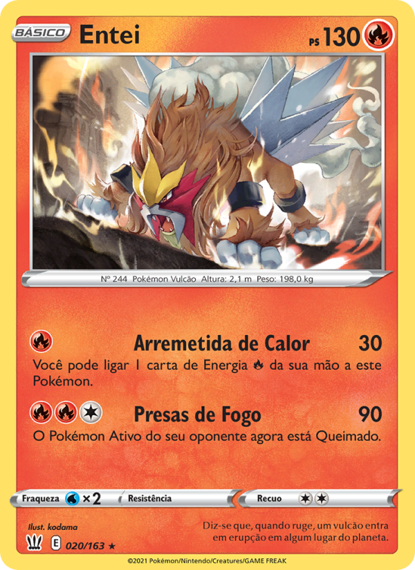 Entei 20 — Estilos de Batalha (Portuguese Pokémon TCG card)