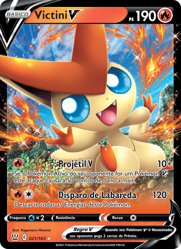 Victini V 21 — Estilos de Batalha (Portuguese Pokémon TCG card)