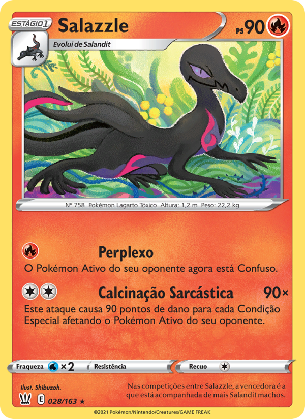 Salazzle 28 — Estilos de Batalha (Portuguese Pokémon TCG card)