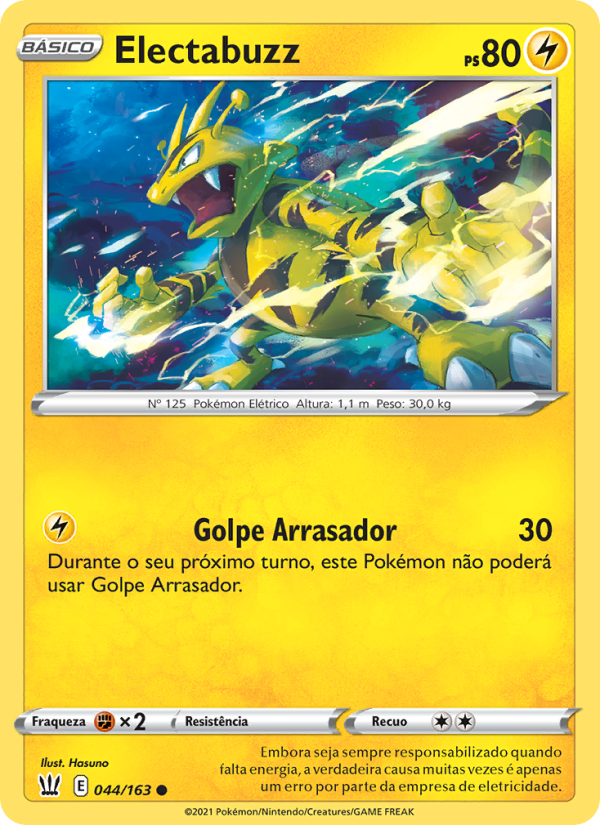 Electabuzz 44 — Estilos de Batalha (Portuguese Pokémon TCG card)
