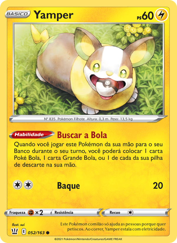 Yamper 52 — Estilos de Batalha (Portuguese Pokémon TCG card)