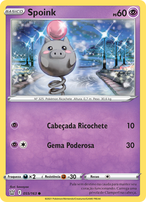 Spoink 55 — Estilos de Batalha (Portuguese Pokémon TCG card)