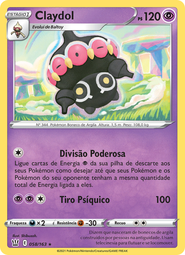 Claydol 58 — Estilos de Batalha (Portuguese Pokémon TCG card)