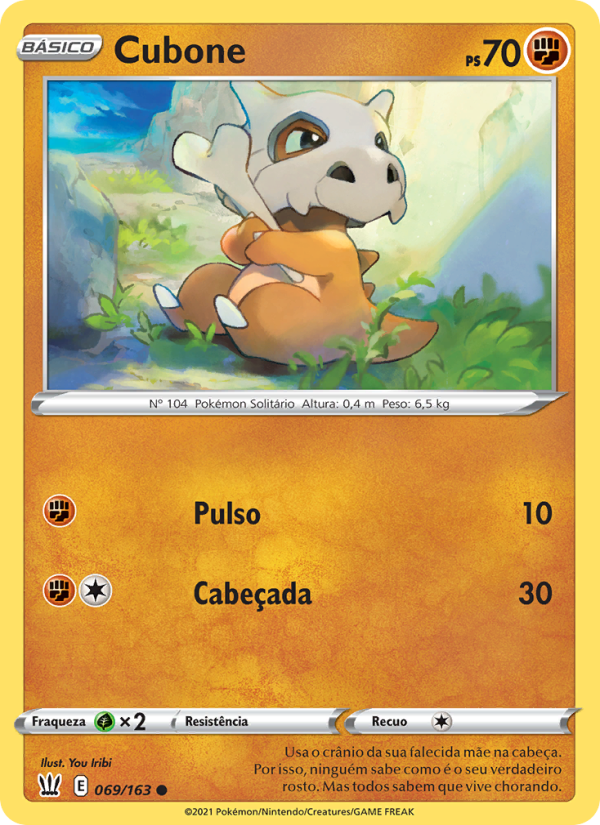 Cubone 69 — Estilos de Batalha (Portuguese Pokémon TCG card)