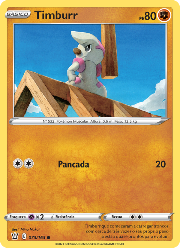 Timburr 73 — Estilos de Batalha (Portuguese Pokémon TCG card)