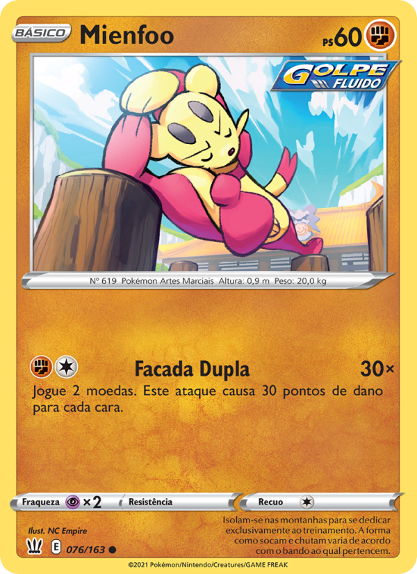 Mienfoo 76 — Estilos de Batalha (Portuguese Pokémon TCG card)