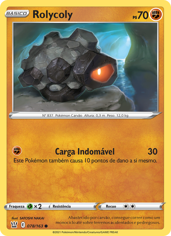 Rolycoly 78 — Estilos de Batalha (Portuguese Pokémon TCG card)