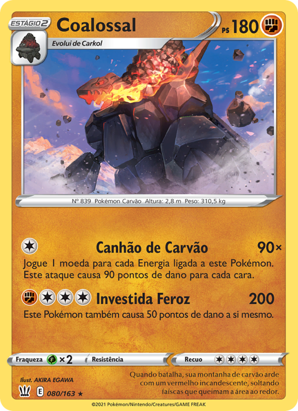 Coalossal 80 — Estilos de Batalha (Portuguese Pokémon TCG card)