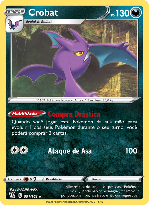 Crobat 91 — Estilos de Batalha (Portuguese Pokémon TCG card)