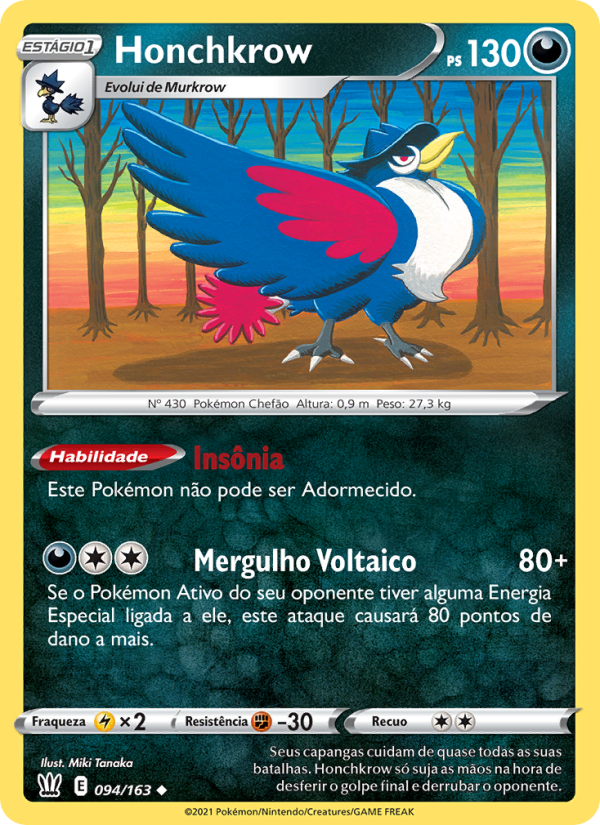 Honchkrow 94 — Estilos de Batalha (Portuguese Pokémon TCG card)