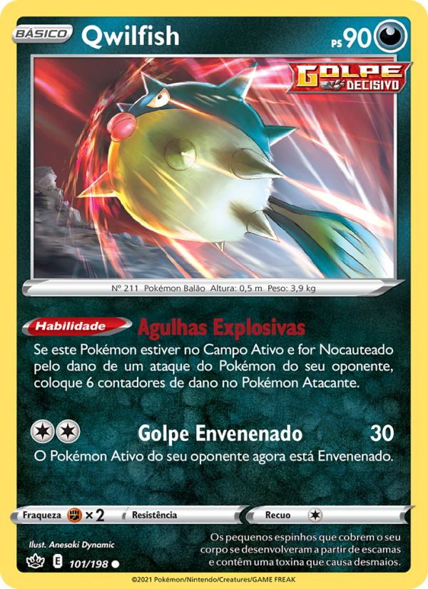 Qwilfish 101 — Reinado Arrepiante (Portuguese Pokémon TCG card)