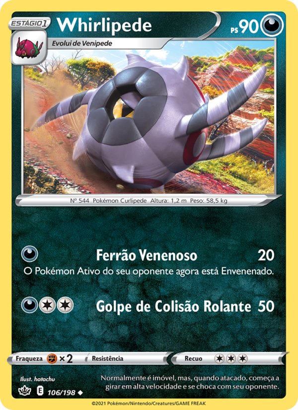 Whirlipede 106 — Reinado Arrepiante (Portuguese Pokémon TCG card)