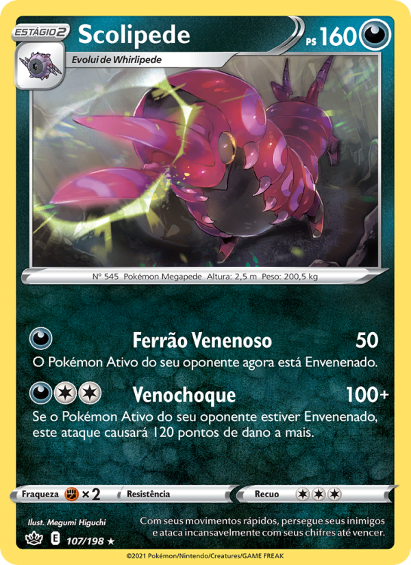 Scolipede 107 — Reinado Arrepiante (Portuguese Pokémon TCG card)