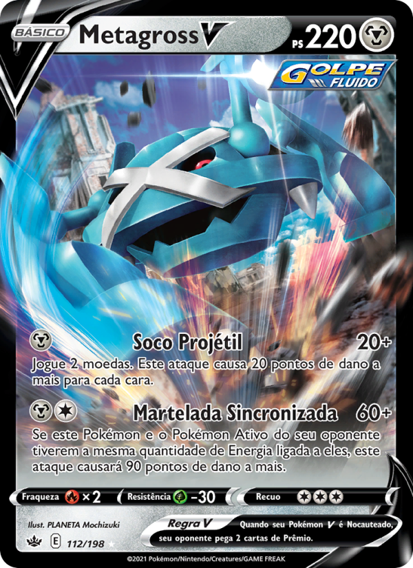 Metagross V 112 — Reinado Arrepiante (Portuguese Pokémon TCG card)