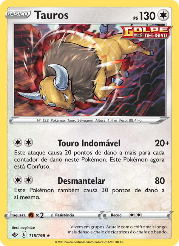 Tauros 115 — Reinado Arrepiante (Portuguese Pokémon TCG card)