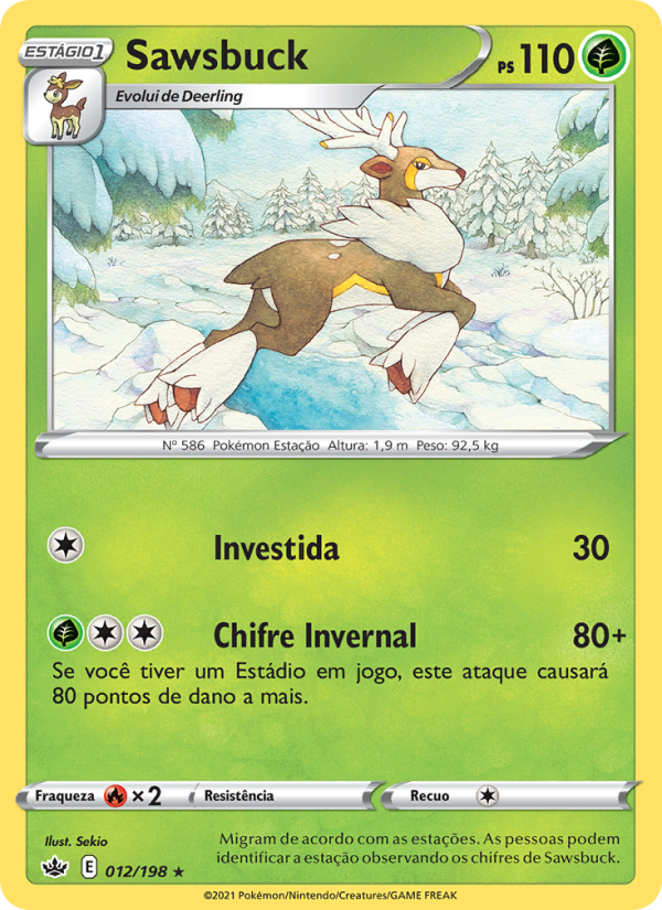 Sawsbuck 12 — Reinado Arrepiante (Portuguese Pokémon TCG card)