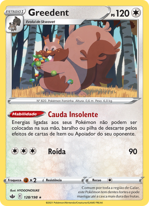 Greedent 128 — Reinado Arrepiante (Portuguese Pokémon TCG card)