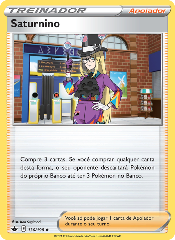 Saturnino 130 — Reinado Arrepiante (Portuguese Pokémon TCG card)