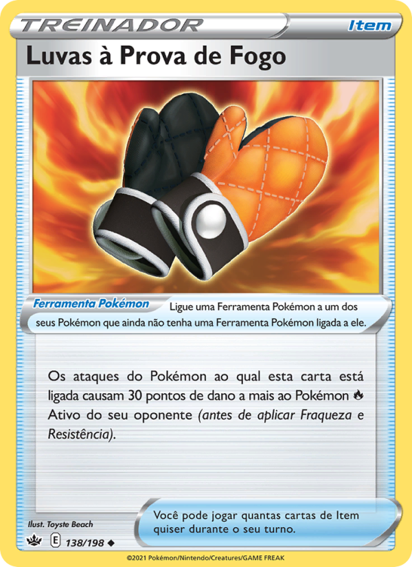Luvas à Prova de Fogo 138 — Reinado Arrepiante (Portuguese Pokémon TCG card)
