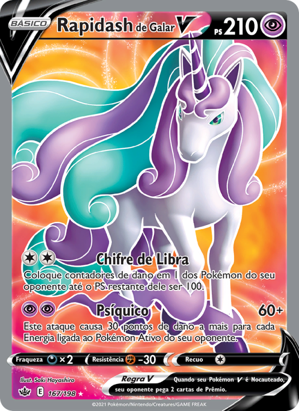 Rapidash de Galar V 167 — Reinado Arrepiante (Portuguese Pokémon TCG card)