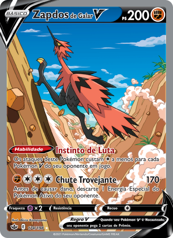 Zapdos de Galar V 174 — Reinado Arrepiante (Portuguese Pokémon TCG card)