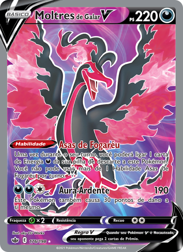 Moltres de Galar V 176 — Reinado Arrepiante (Portuguese Pokémon TCG card)