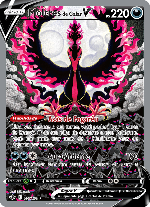 Moltres de Galar V 177 — Reinado Arrepiante (Portuguese Pokémon TCG card)