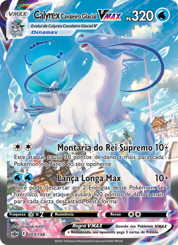Calyrex Cavaleiro Glacial VMAX 203 — Reinado Arrepiante (Portuguese Pokémon TCG card)