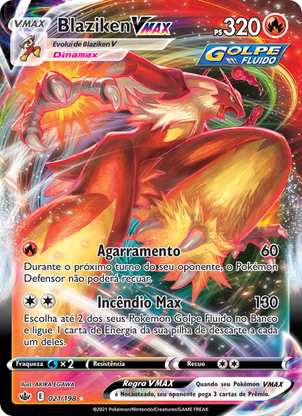Blaziken VMAX 21 — Reinado Arrepiante (Portuguese Pokémon TCG card)
